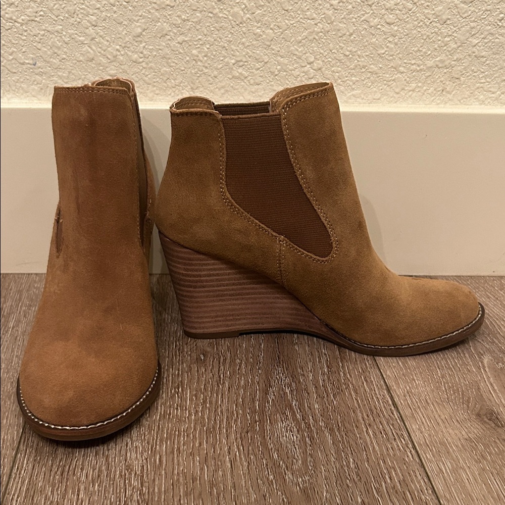 Brown Suede Wedge Ankle Boots